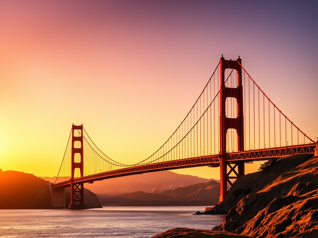 golden gate bridge at golden hour
